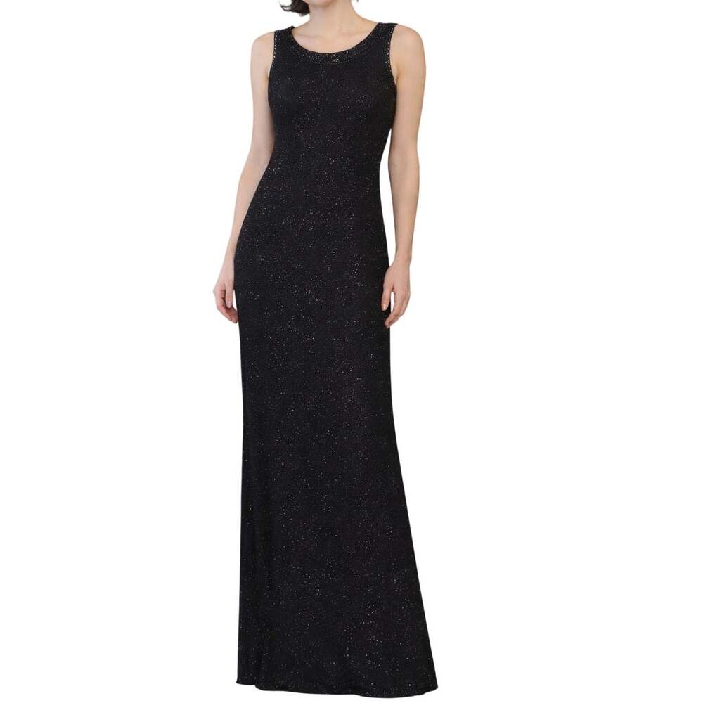 LAURENCE KAZAR Vintage Deadstock Beaded Gown Maxi Dress Black 1X